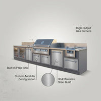 Custom Outdoor Backyard Kitchen 304 Stainless Steel Outdoor Island Kitchen with Sink and Gas Bbq Grill — Lifestyle