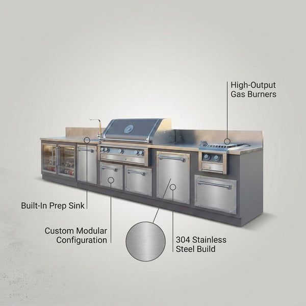 Custom Outdoor Backyard Kitchen 304 Stainless Steel Outdoor Island Kitchen with Sink and Gas Bbq Grill