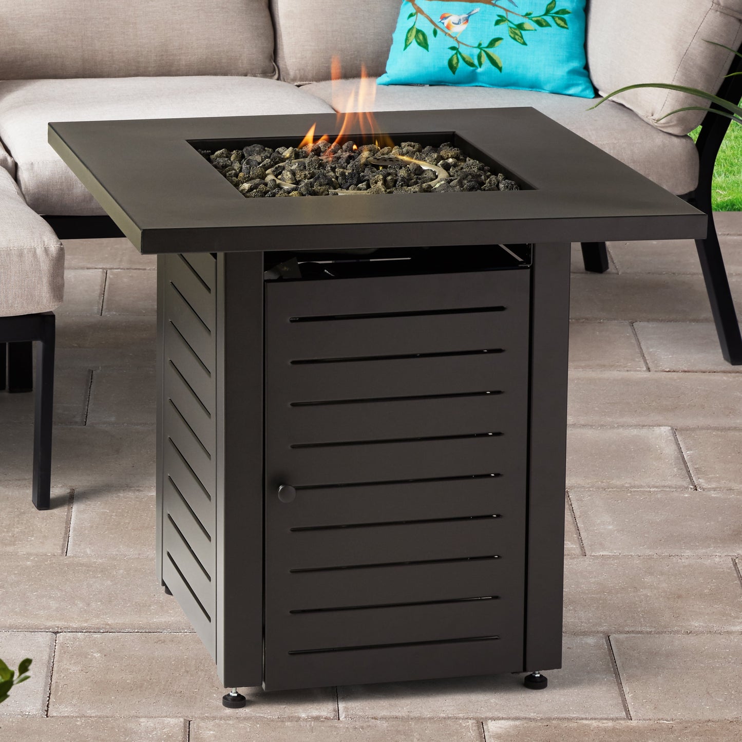 28In Square Gas Firepit