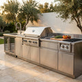 Custom Outdoor Backyard Kitchen 304 Stainless Steel Outdoor Island Kitchen with Sink and Gas Bbq Grill