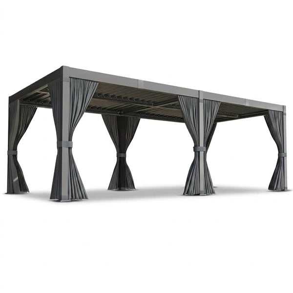 10X12/12X20Ft Louvered Pergola, Waterproof Roof All Weather Rust-Resistant Gazebo for Backyard Patio