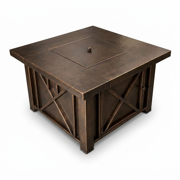 Outdoor Fire Pit in Hammered Bronze
